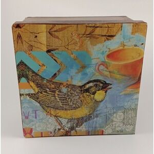 Phoenix Creative Co. Bird Coffee Tin Metal Copper Trinket Storage Box 6x6x3
